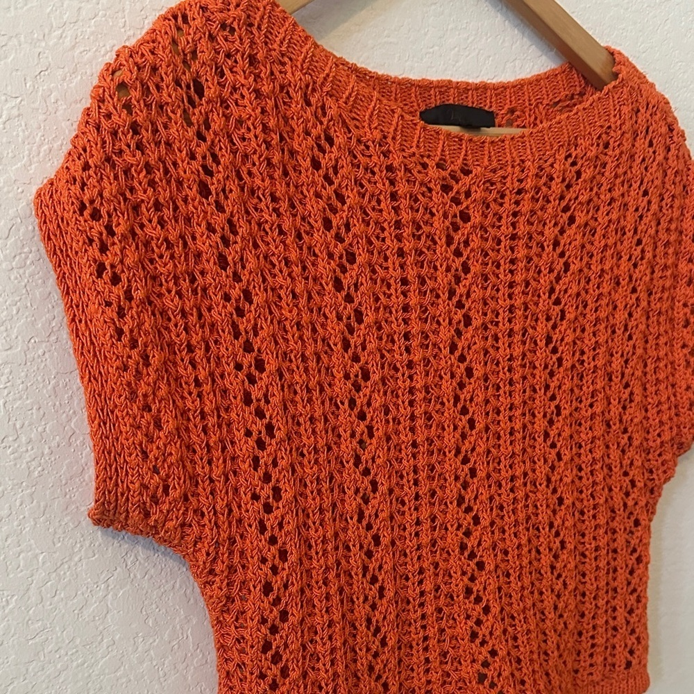 NWOT ZARA Vibrant Orange Open-Knit Cropped Sweater - Size S - Picture 6 of 6